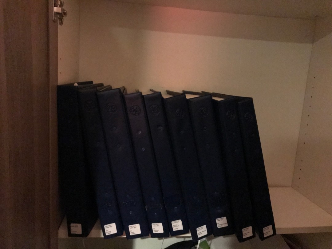 Blindenschriftbücher stehen im Regal.